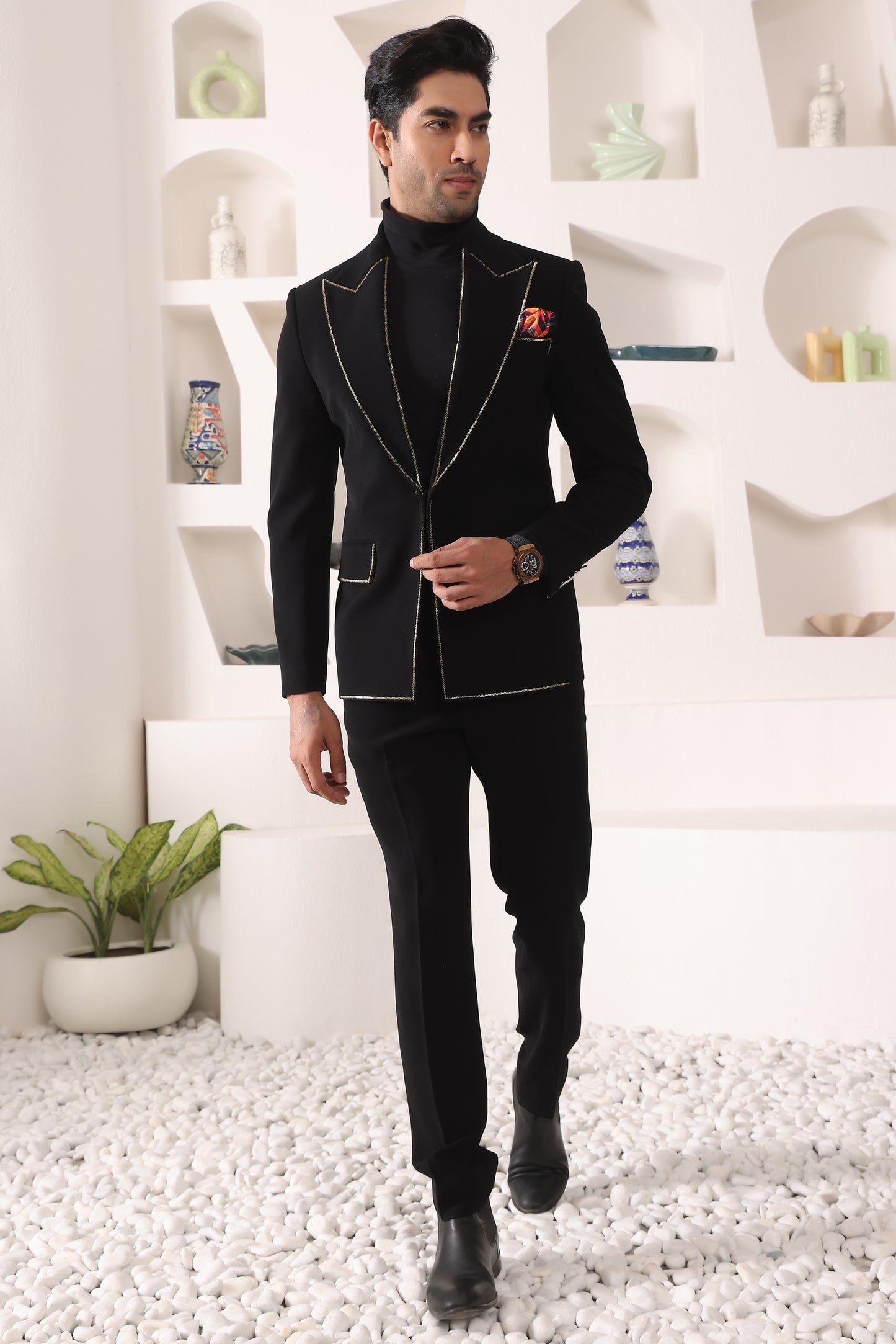 Black Peak Lapel Suit