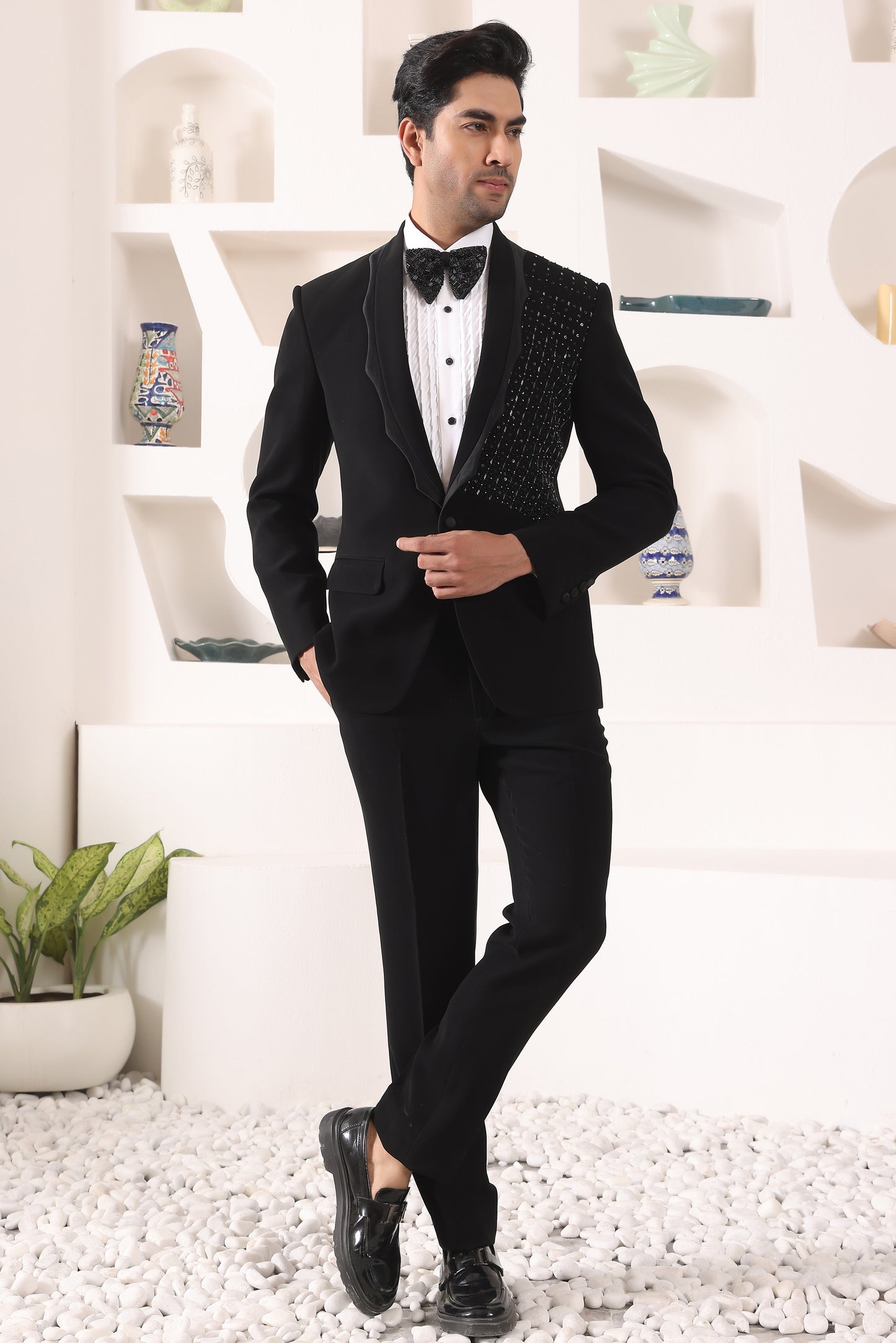 Black Tuxedo with Cutdaana Details
