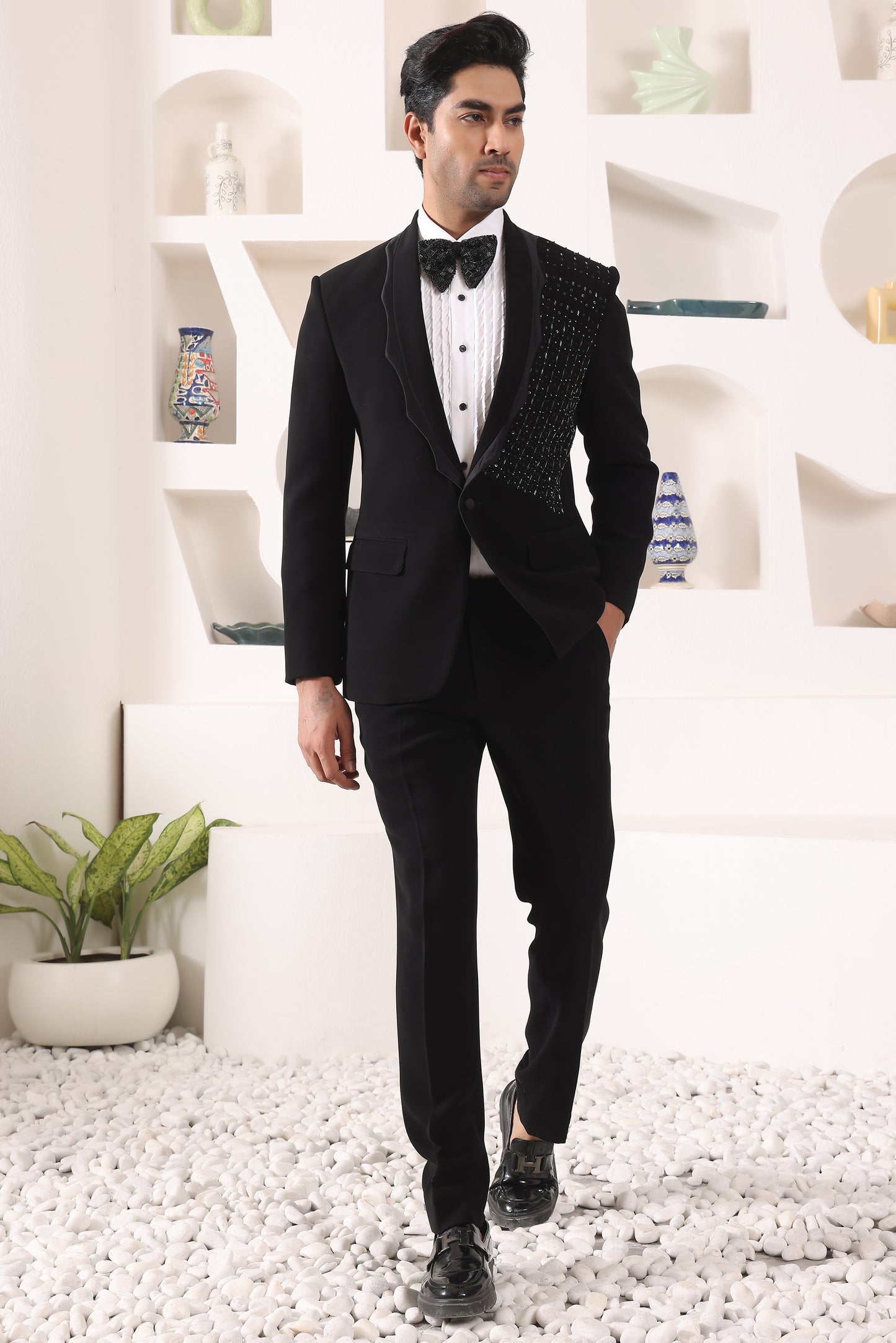 Black Tuxedo with Cutdaana Details