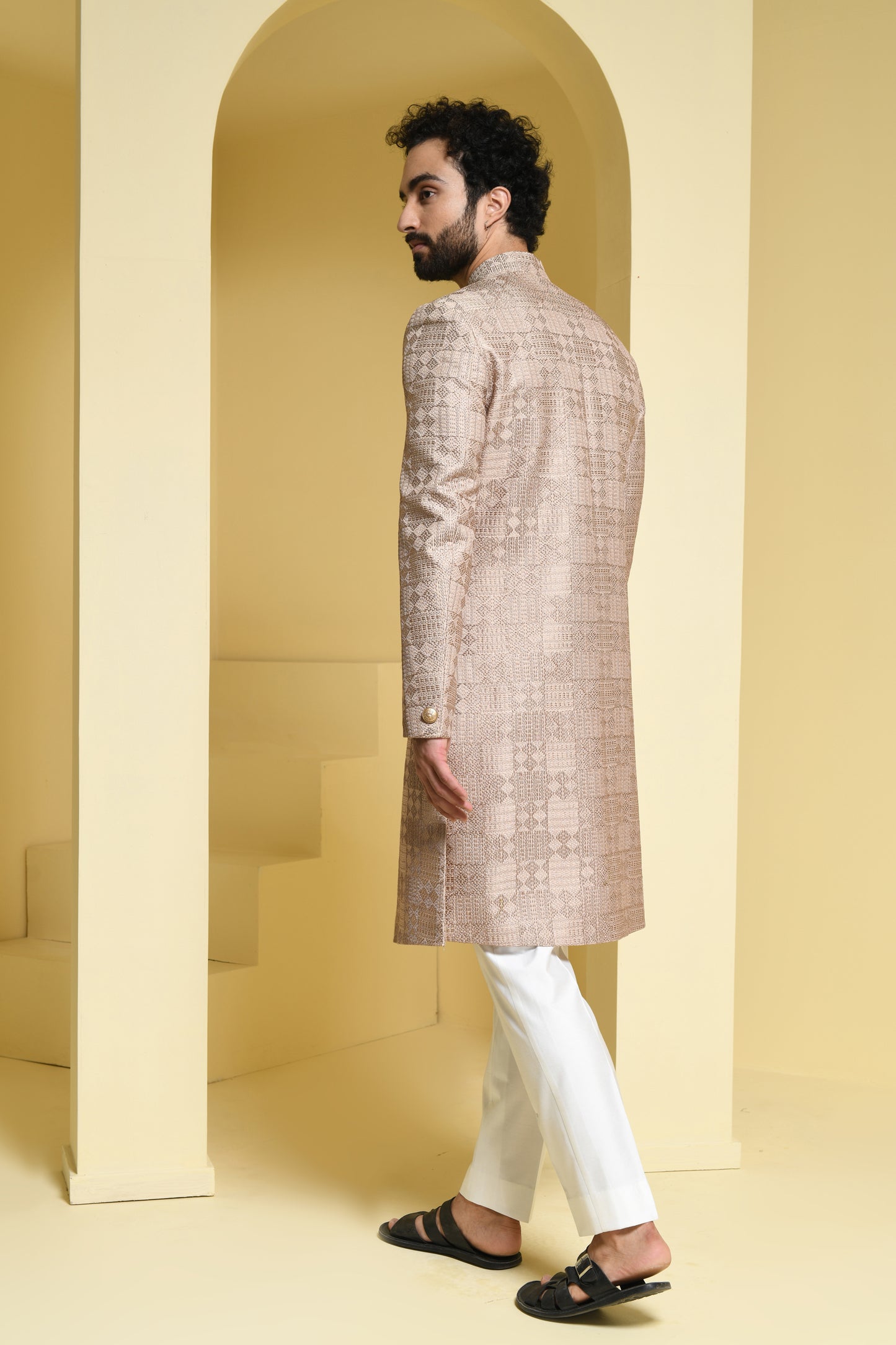 Beige Sherwani and Churidar Set