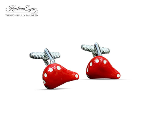 White Dotted Red Cufflinks