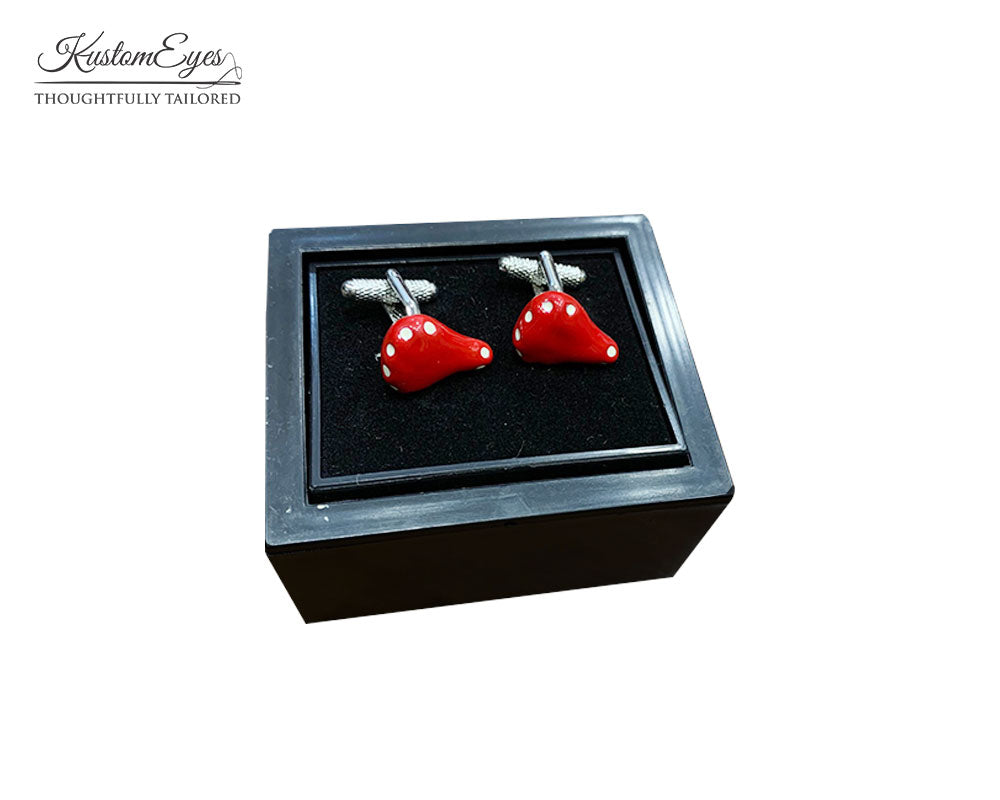 White Dotted Red Cufflinks
