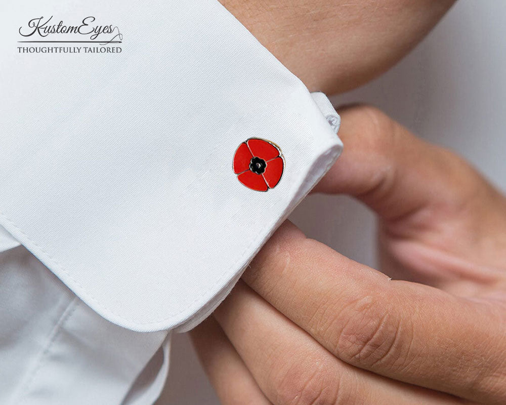 Red Four-petal Flower-shaped Cufflinks